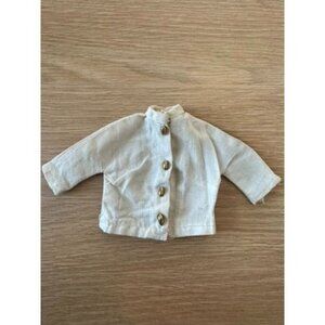 Vintage Barbie White LS jacket coat uniform gold oval snap buttons clothes top